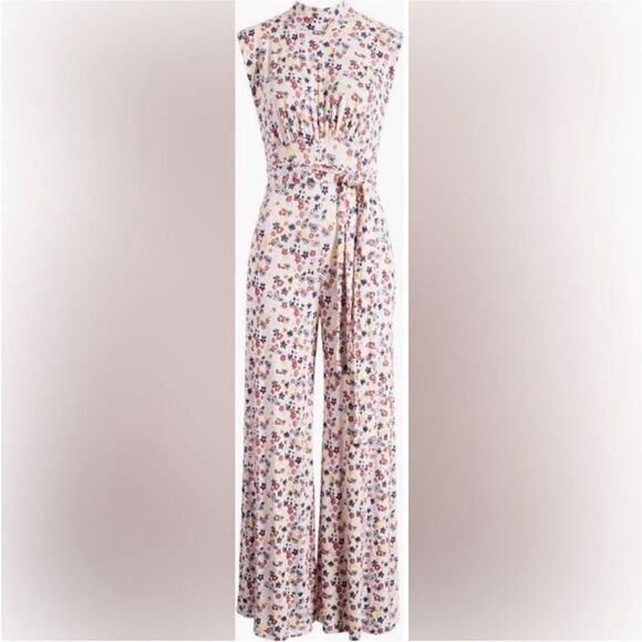 Free People NWT Vibe Check Wide Leg Jumpsuit Tea Ditsy Shell Combo Floral sz XS - Picture 7 of 9